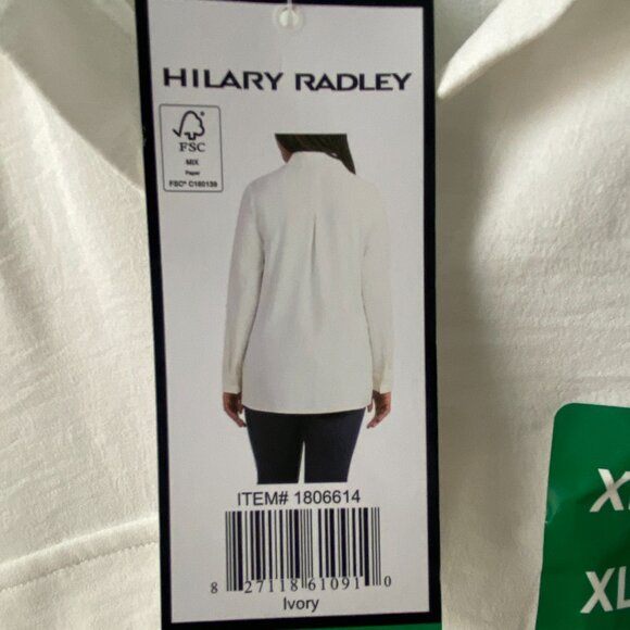 HILARY RADLEY women Ivory Button Up Collared Shirt Long Sleeve Lightweight - Picture 11 of 12